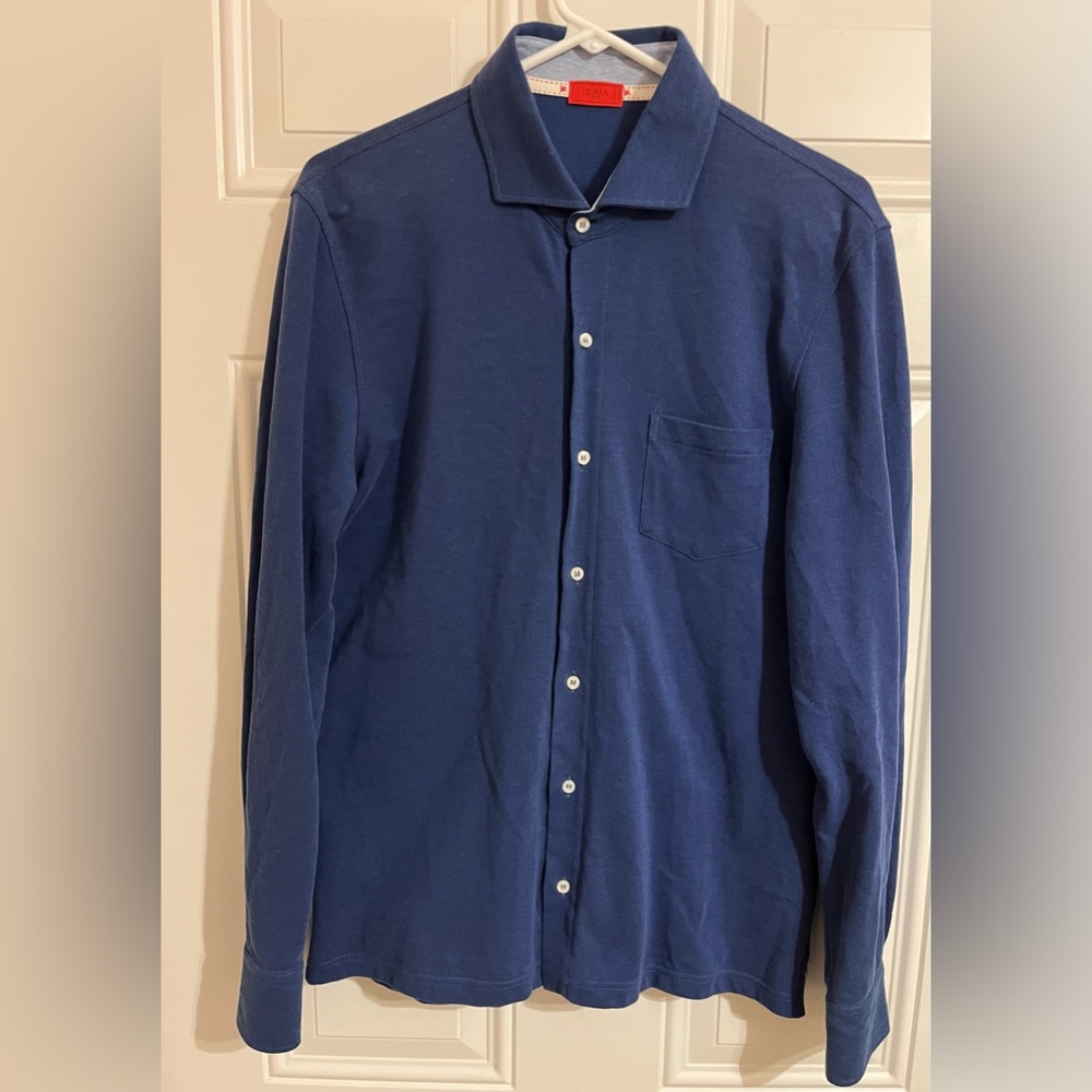 Isaia Blue Men's Shirt